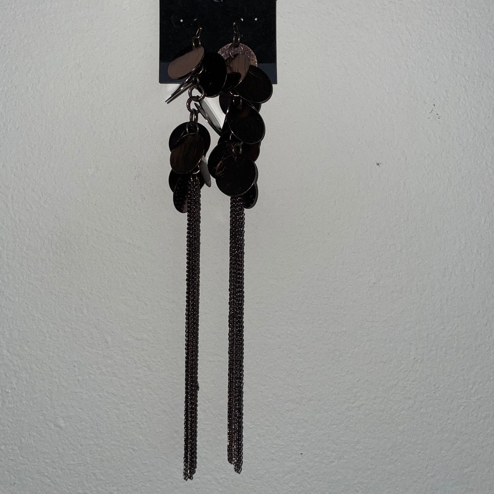 Dark Brown/Bronze Long Hanging Earrings